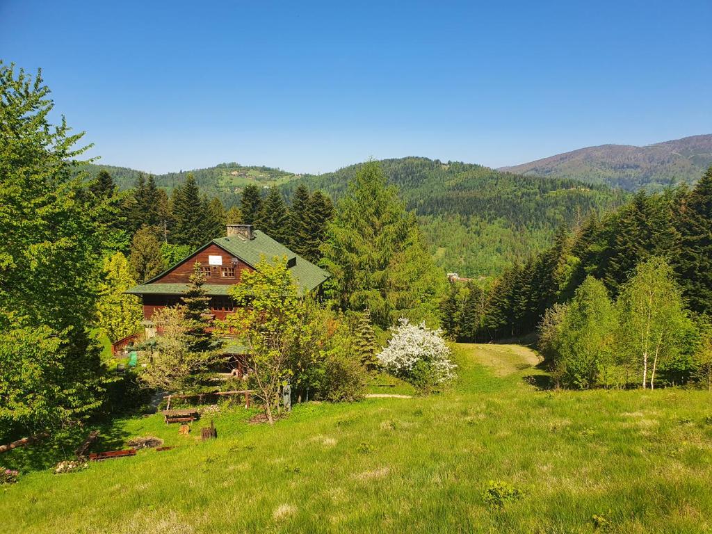 Willa Jędruś na " Starej Łące" في شتوروك: منزل وسط ميدان فيه اشجار