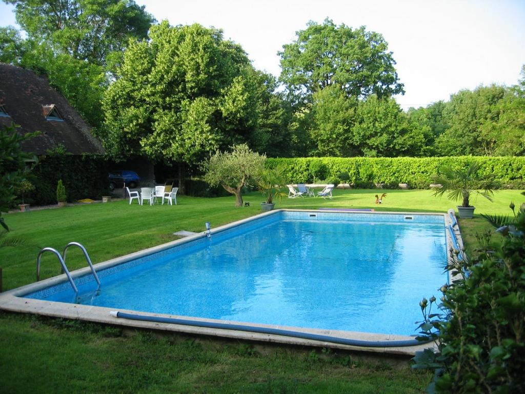 une piscine dans la cour d'une maison dans l'établissement Maison de charme à Saint Branchs avec jardin d'1 hectare, à Saint-Branchs