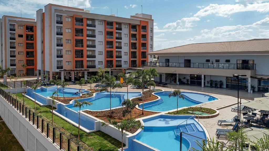 an aerial view of a resort with two pools at Alta Vista Thermas Resort in Caldas Novas