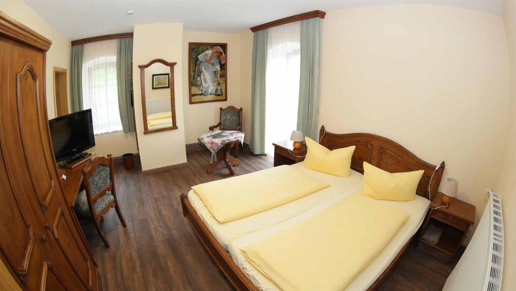 TV a/nebo společenská místnost v ubytování Hotel und Restaurant Rittergut Kreipitzsch