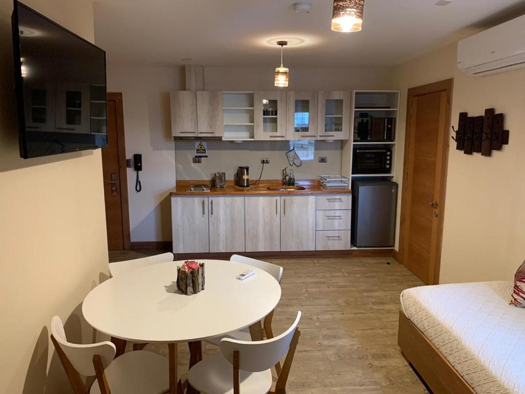Kuchyň nebo kuchyňský kout v ubytování Entre Cumbres Apart Hotel