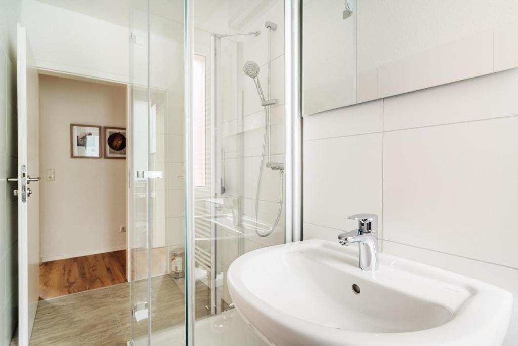 Koupelna v ubytování Bode_Apartments