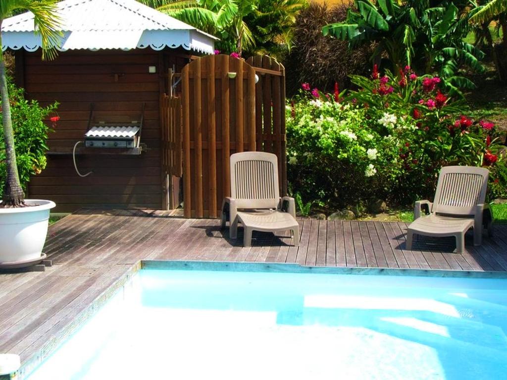 Bazén v ubytovaní Villa de 2 chambres avec vue sur la mer piscine privee et jardin clos a Deshaies alebo v jeho blízkosti