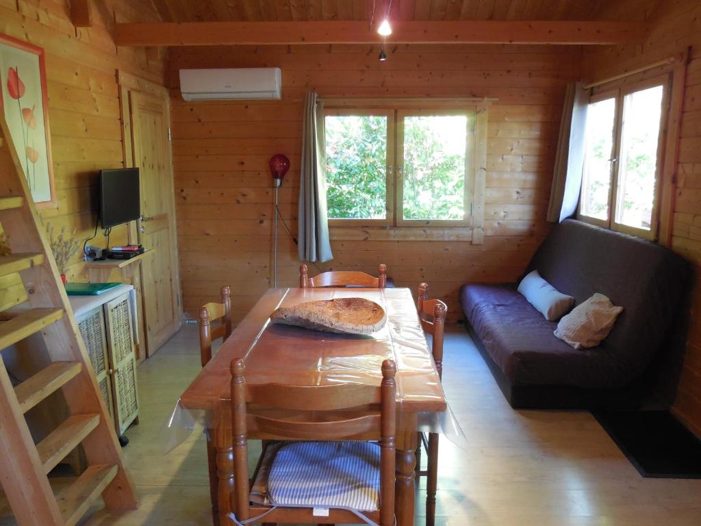 TV a/nebo společenská místnost v ubytování Le chalet bois de Célio