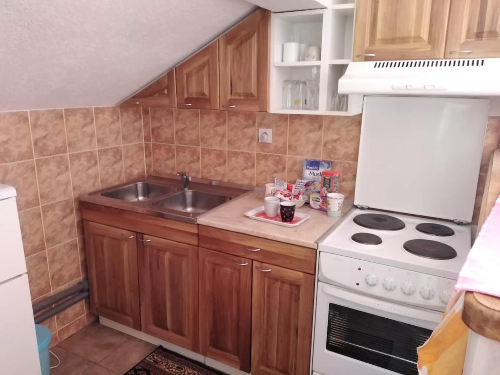 Kuchyň nebo kuchyňský kout v ubytování Apartmani Odmor i Mir