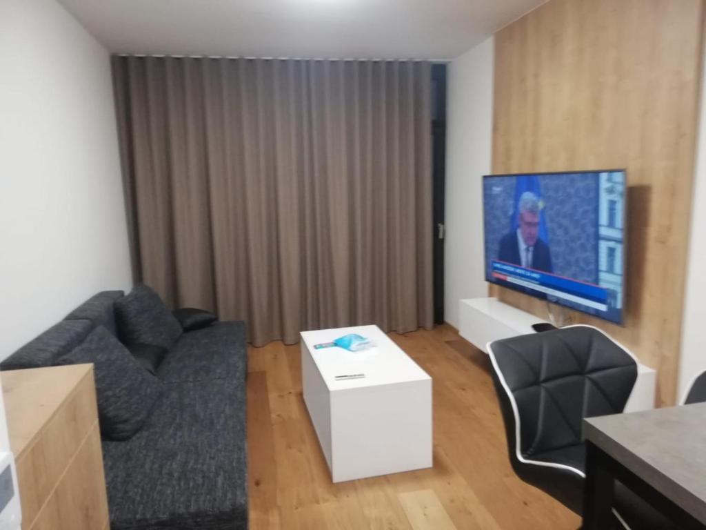TV a/nebo společenská místnost v ubytování Green apartmány