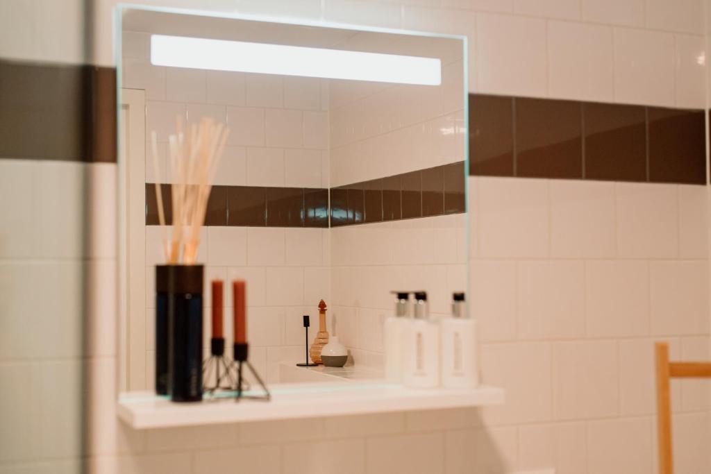 Een badkamer bij Hotel Steeds aan Zee