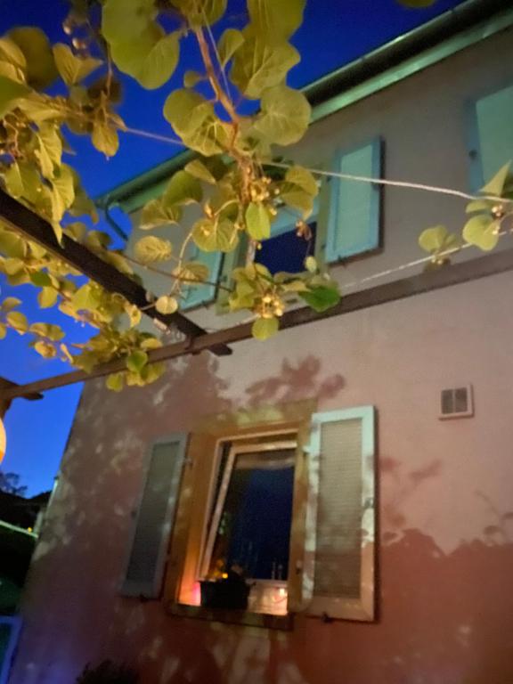 un edificio con una ventana y un árbol en Alte Schlosserei Leistadt en Bad Dürkheim