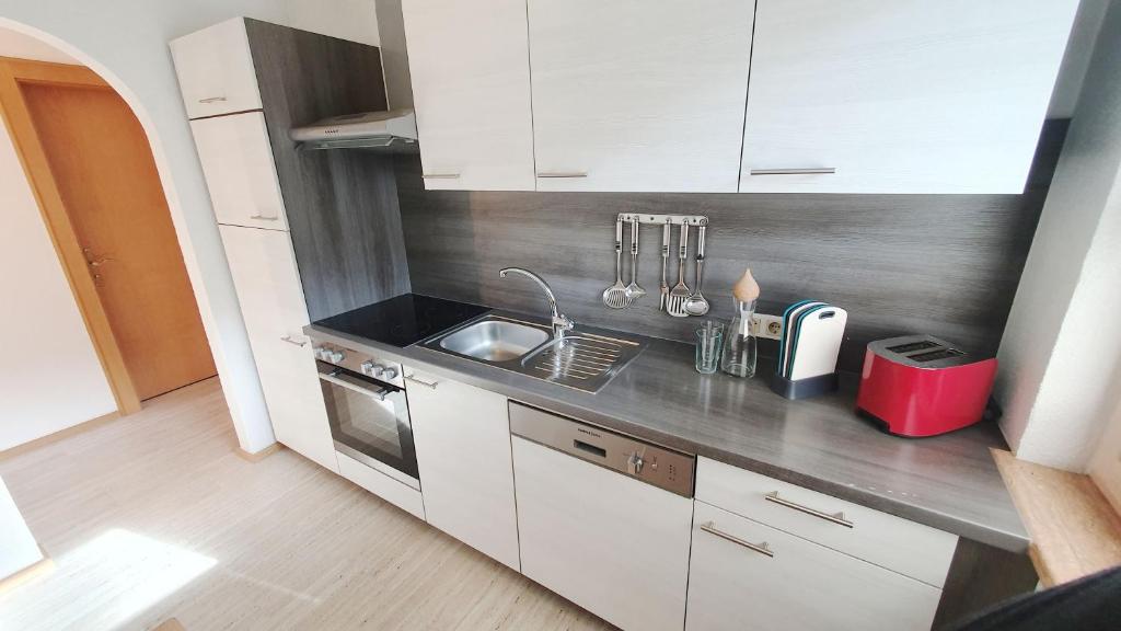 Kuchyň nebo kuchyňský kout v ubytování Appartements-Pension Reinstadler