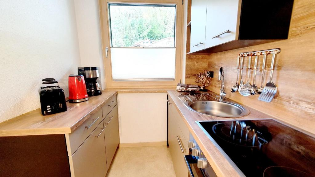 Kuchyň nebo kuchyňský kout v ubytování Appartements-Pension Reinstadler