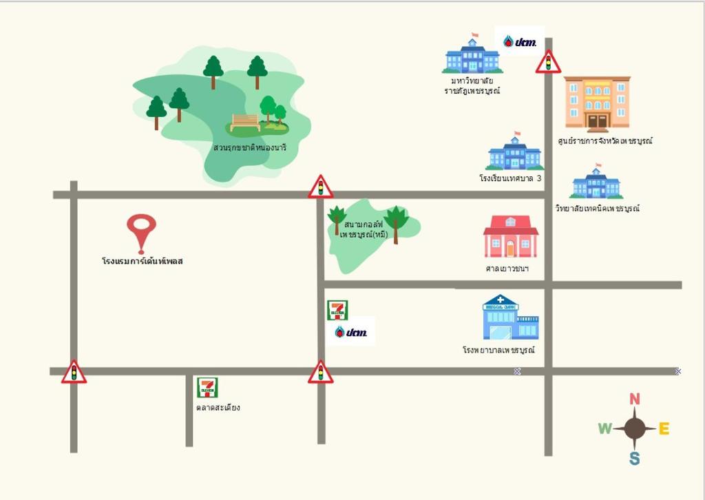 un mapa del emplazamiento propuesto de un edificio en Garden Place, en Phetchabun