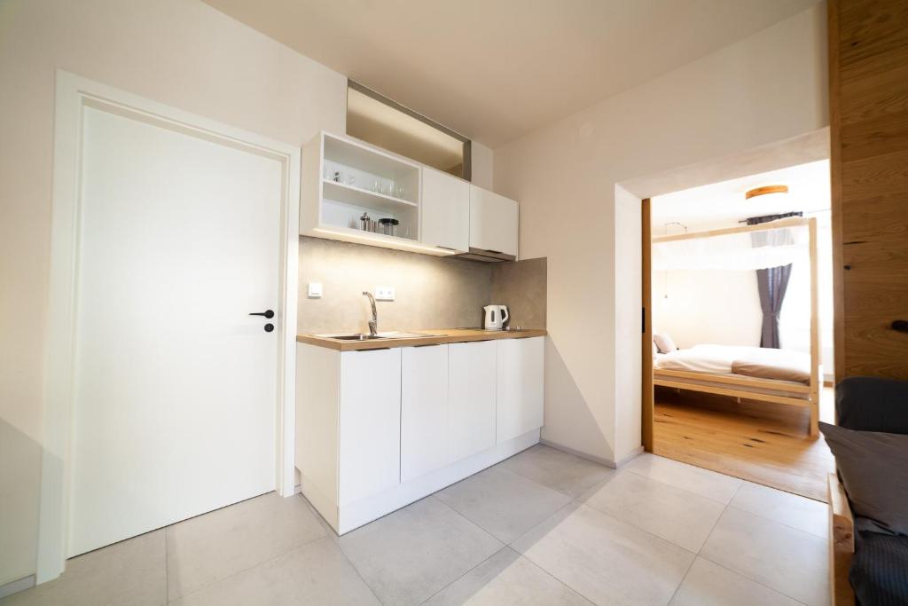 Kuchyň nebo kuchyňský kout v ubytování Apartmány Dačický 1