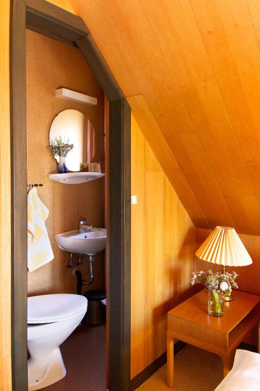 un baño con inodoro y lavabo en Hotel Inger, en Hulsig