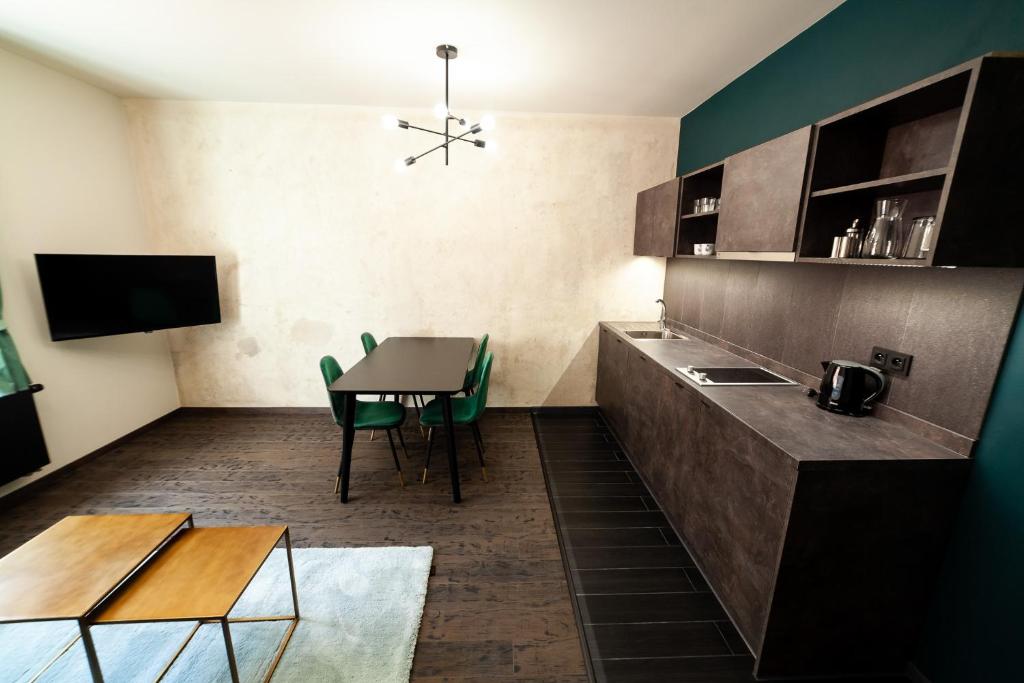 Kuchyň nebo kuchyňský kout v ubytování Apartmány Dačický 1