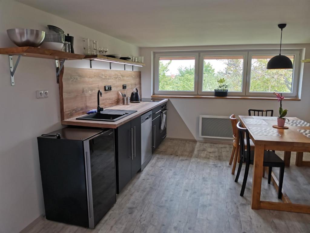 Kuchyň nebo kuchyňský kout v ubytování Apartmány Svatá