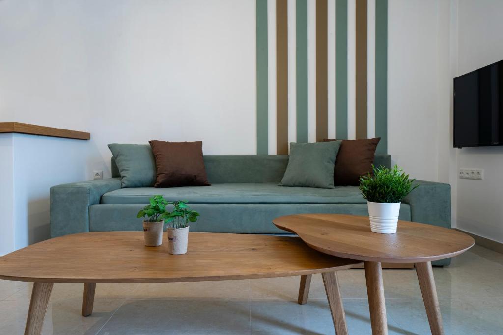 Televízia a/alebo spoločenská miestnosť v ubytovaní Hermes Design Suites