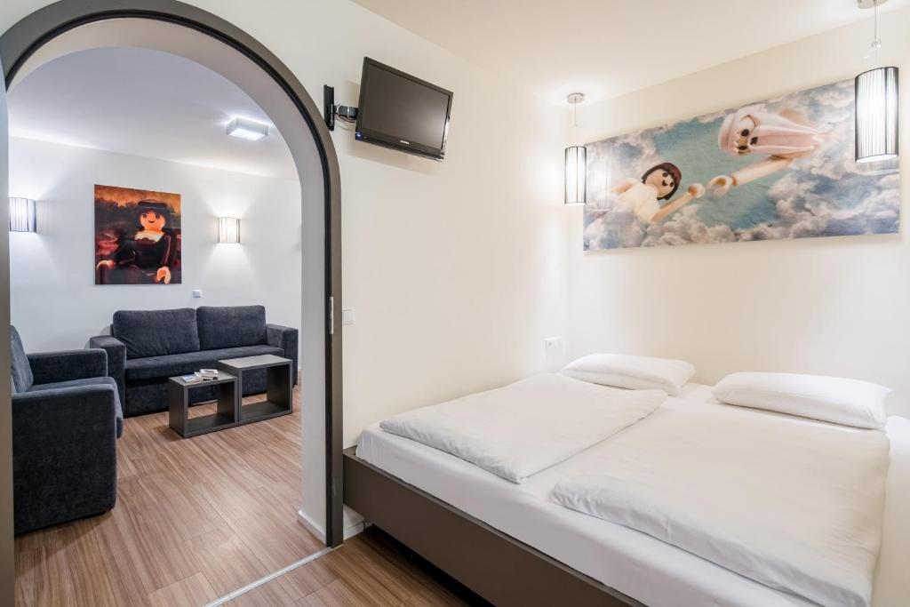 Postel nebo postele na pokoji v ubytování Hotel Knorz