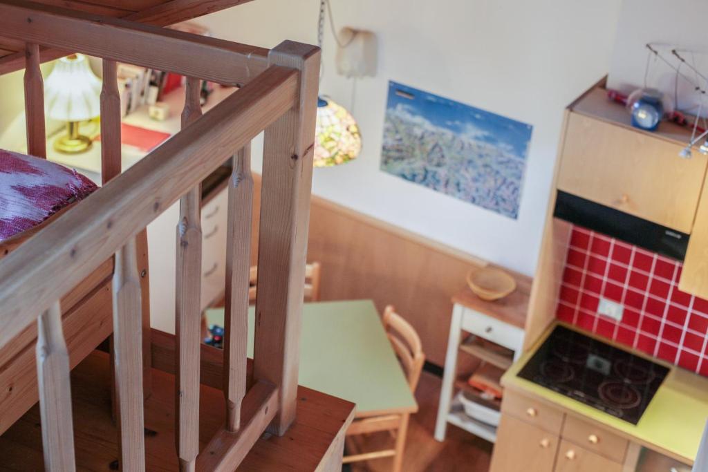 Postel nebo postele na pokoji v ubytování Maisonette Meraner Blick
