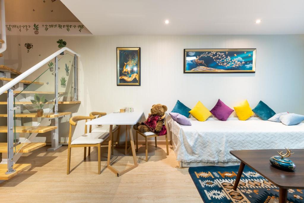 Posezení v ubytování Yu Jing Xuan Boutique Apartment