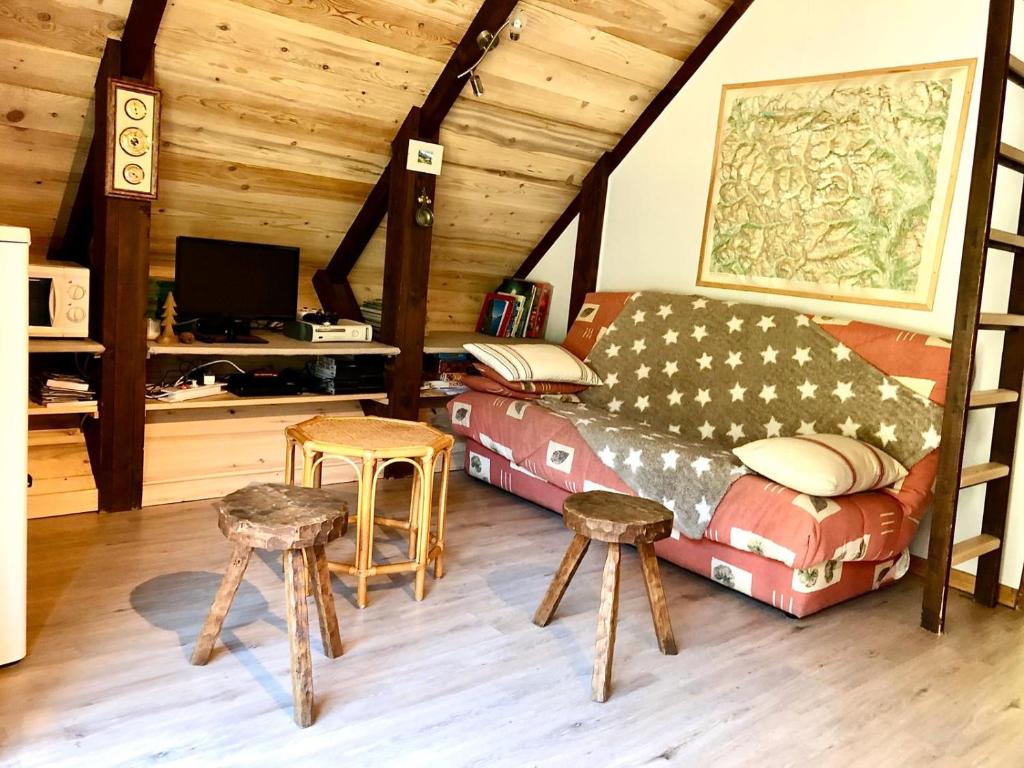Posezení v ubytování chalet de venosc