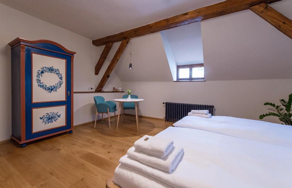 Postel nebo postele na pokoji v ubytování Alt Straninger