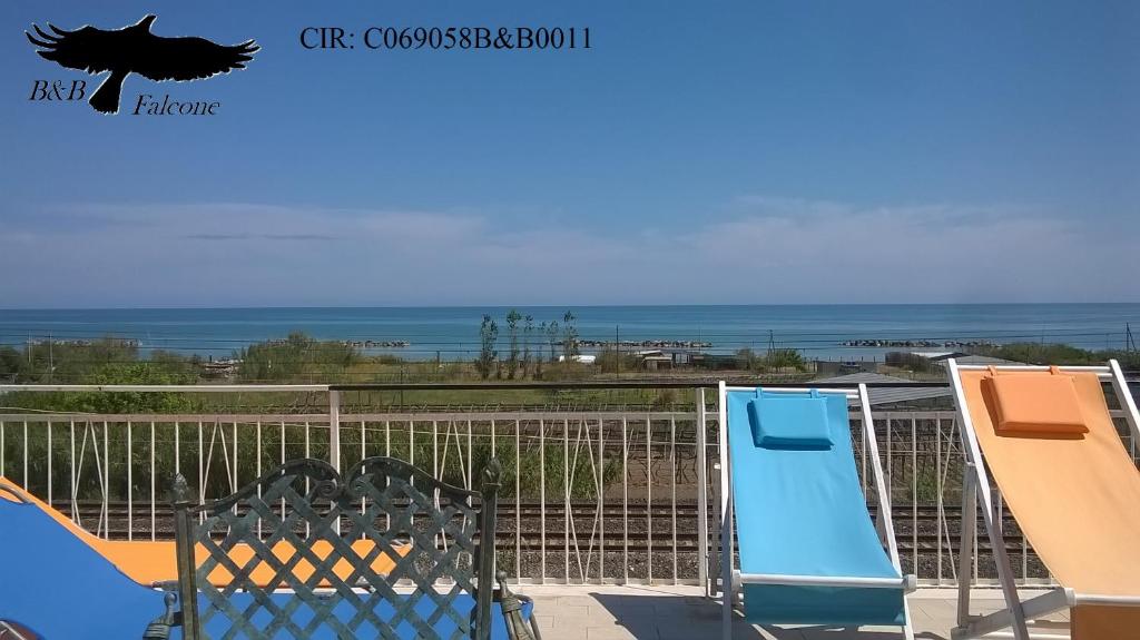 a view of the ocean from the balcony of a condo at B&B Falcone in Ortona