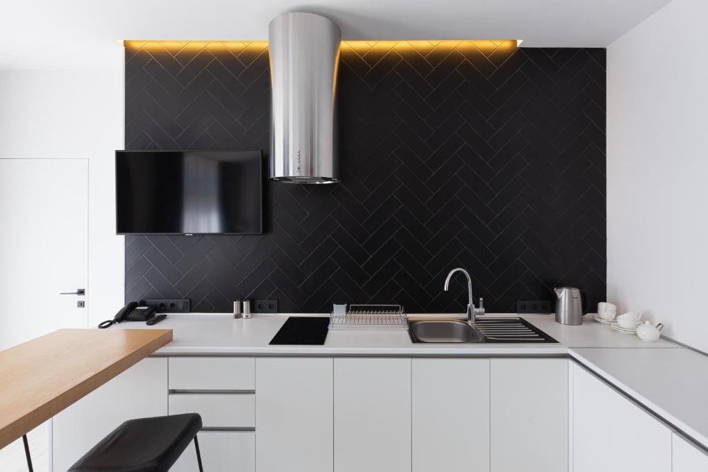 Kuchyň nebo kuchyňský kout v ubytování Beskyd Suites