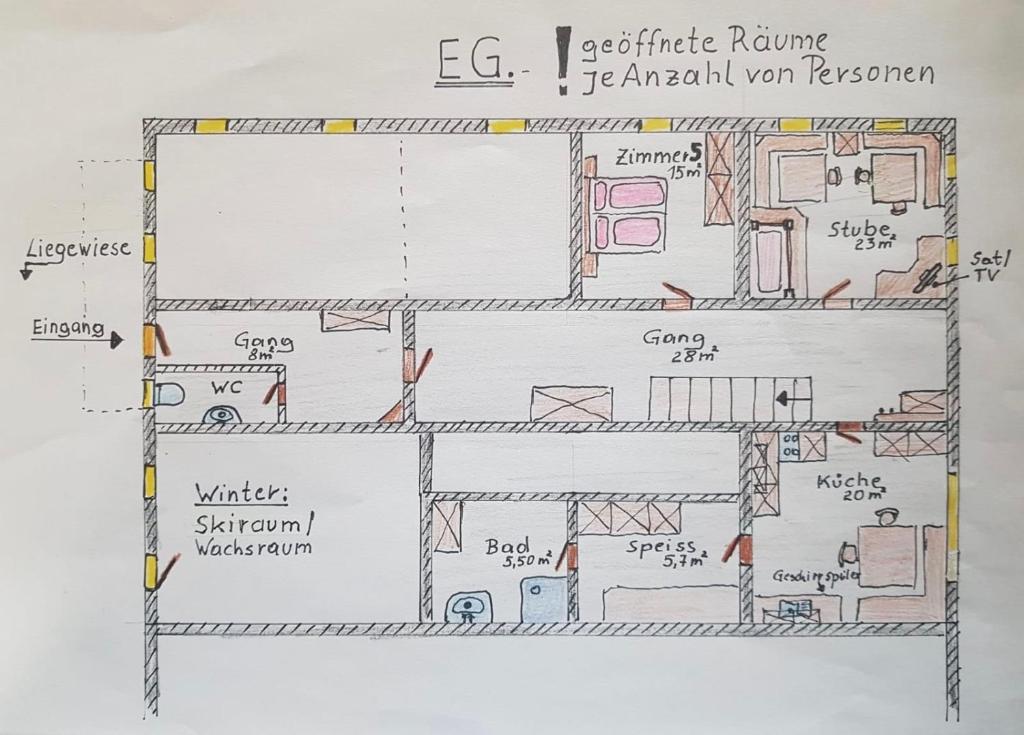 Půdorys ubytování Ferienhaus Köck