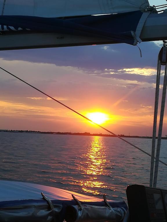 a sunset seen from the back of a boat at Casa Pianta in Cavallino-Treporti