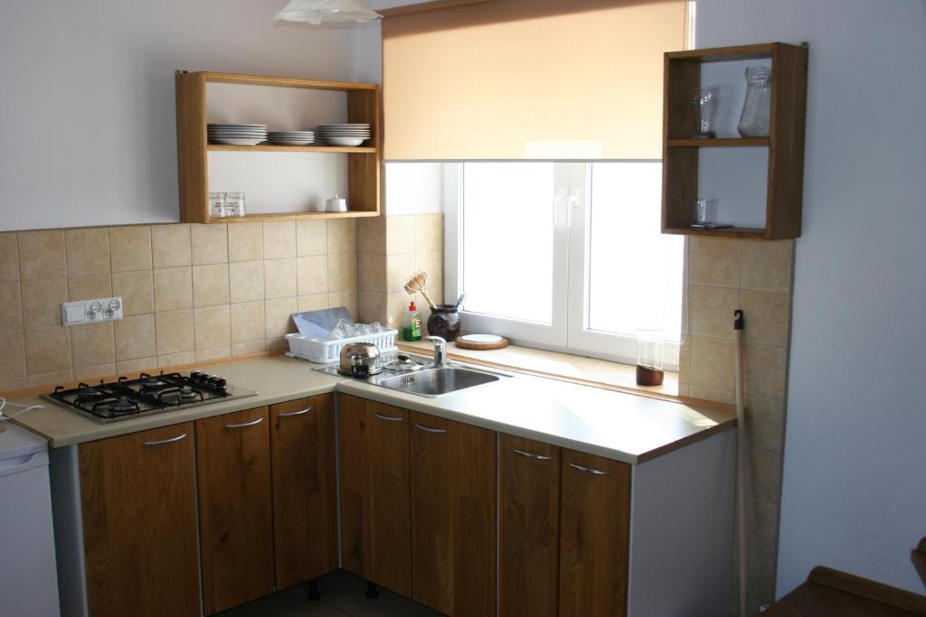 Kuchyň nebo kuchyňský kout v ubytování Siedlisko nad Rosiem