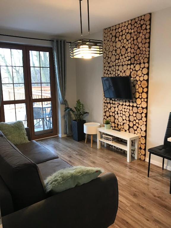 Televízia a/alebo spoločenská miestnosť v ubytovaní Apartamenty Bliżej Chmur Dolny Karpacz