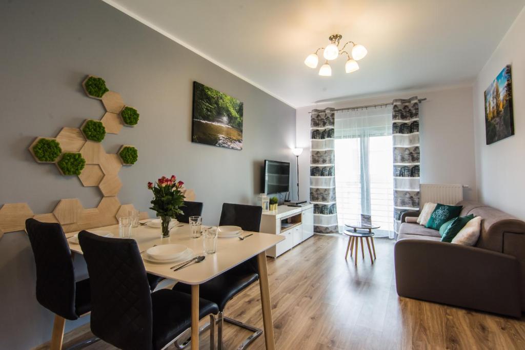 Televízia a/alebo spoločenská miestnosť v ubytovaní Apartamenty Izerskie - ul. Cicha 13H-I