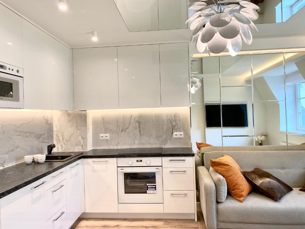 Kuchyň nebo kuchyňský kout v ubytování Dream Apartments Sopot