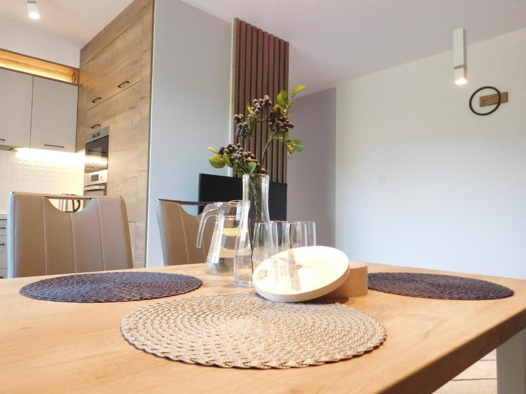 Kuchyň nebo kuchyňský kout v ubytování Apartament Zielone Wzgórze