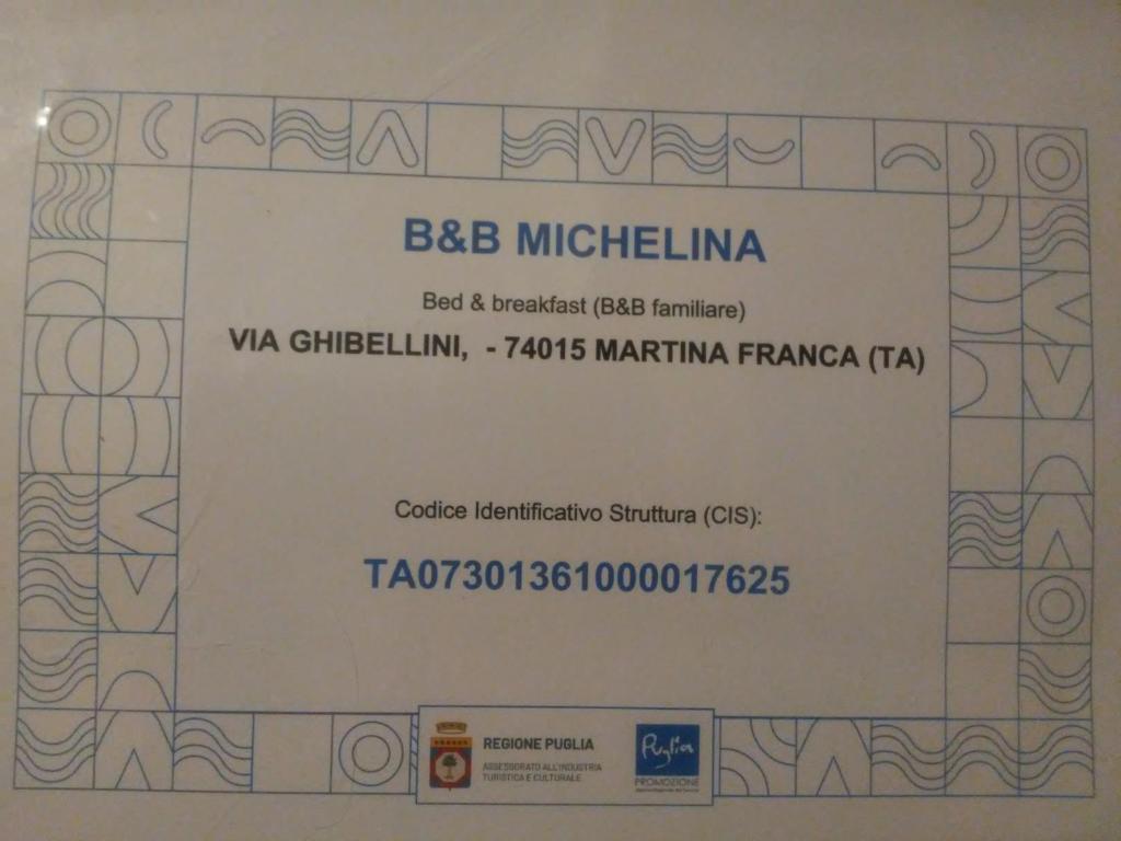 マルティナ・フランカにあるB&B Michelinaのアビア用bbcミシュリネクトリーチケット