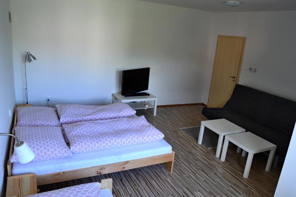 Postel nebo postele na pokoji v ubytování Ubytovaní Ve Dvoře II.