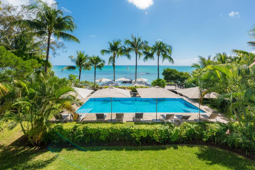 a view of the beach from the resort at Mon Choisy Beach R. in Mont Choisy