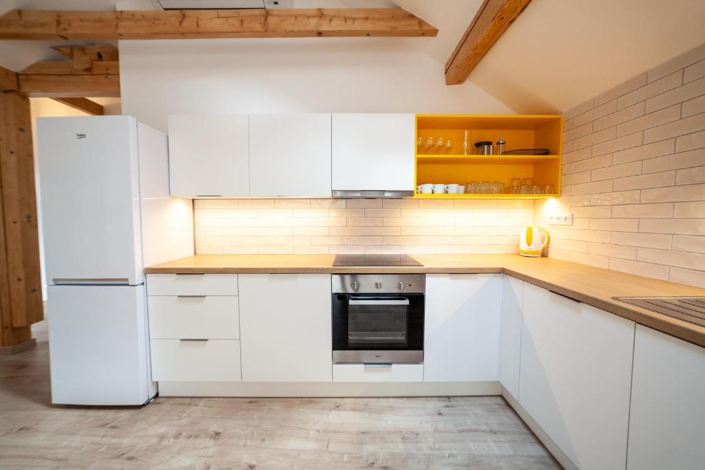 Eldhús eða eldhúskrókur á Apartmány Dačický 2