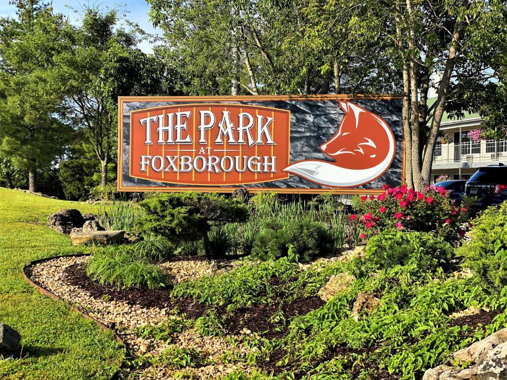 a sign for the park foxborough in a garden at The Park at Foxborough in Branson