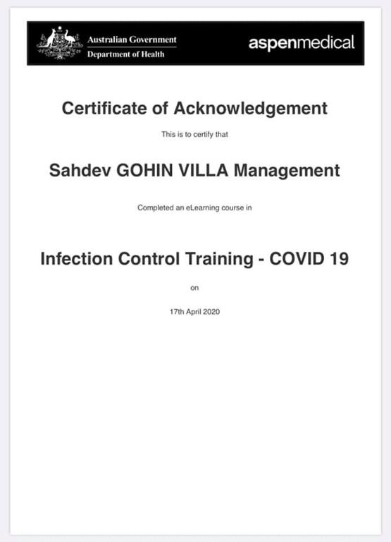 Certifikát, hodnocení, plakát nebo jiný dokument vystavený v ubytování SAHDEV GOHIN VILLA