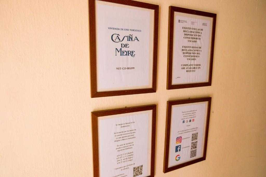 Certifikát, hodnocení, plakát nebo jiný dokument vystavený v ubytování Casiña de Meyre