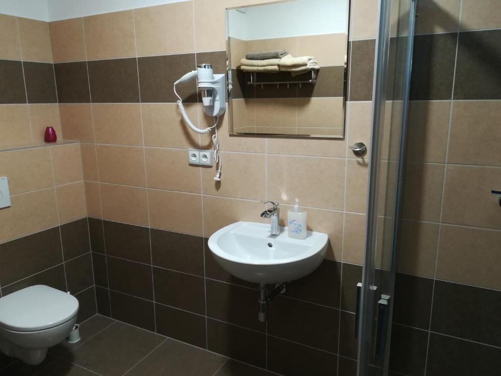 Koupelna v ubytování Penzion Šápara