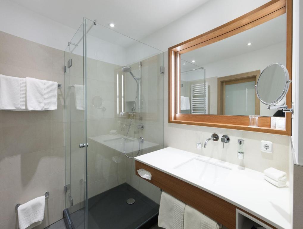 Koupelna v ubytování Hotel Hachinger Hof