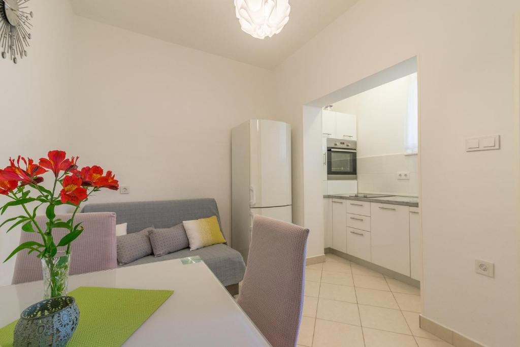 Kuchyň nebo kuchyňský kout v ubytování Apartments Tolic