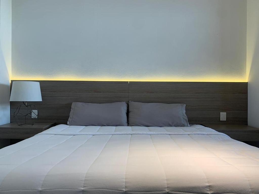 Postel nebo postele na pokoji v ubytování Hotel Blanco Pachuca