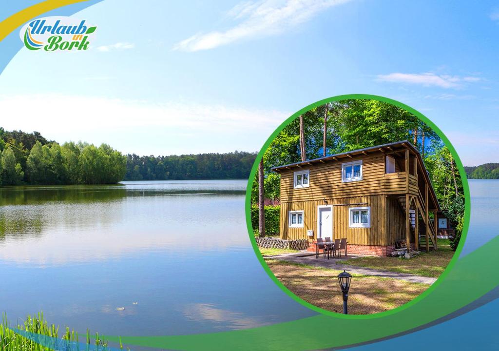 a picture of a log cabin on a lake at Jagd-Angler-Holzhaus-im-Wald-am-See in Kyritz