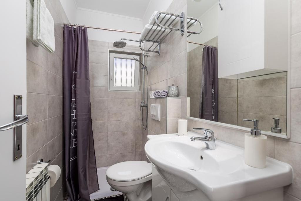 łazienka z umywalką i toaletą w obiekcie Apartments Rosovic J&C w mieście Mošćenička Draga