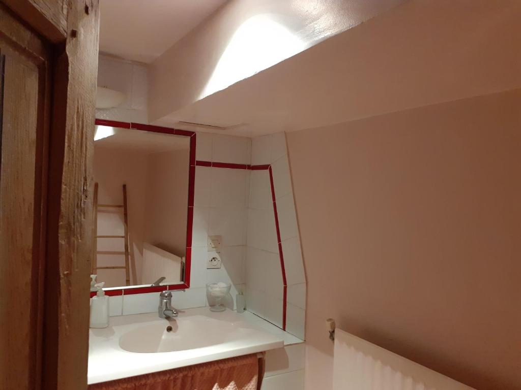 a bathroom with a sink and a mirror at Chateau de Chémery in Chémery