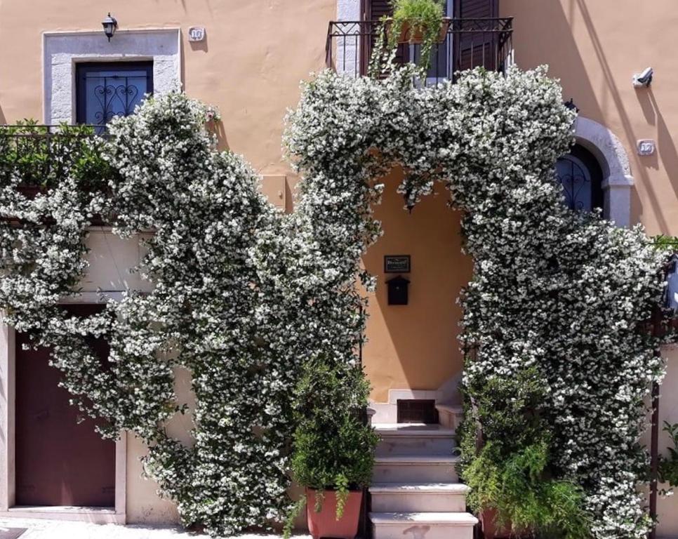 a building with a bunch of white flowers on it at B&B Il Principe in Palo del Colle