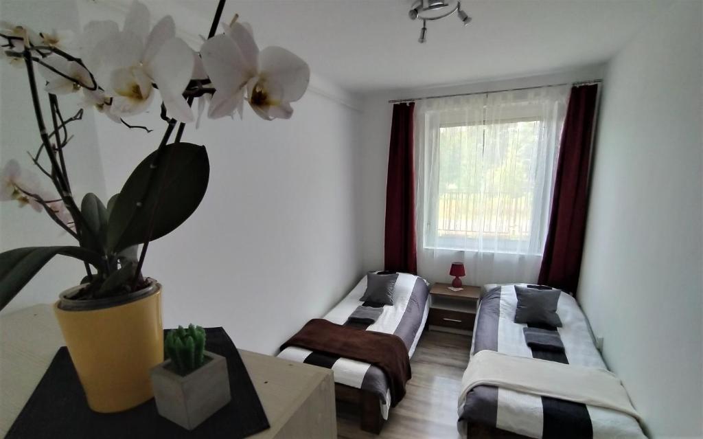 Łóżko lub łóżka w pokoju w obiekcie Elizabeth Vendégház Balatonfűzfőn a Strandnál